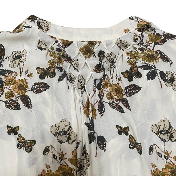 Free People Pebble Crepe So Fine Smocked Tunic Top in Ivory Combo - Size M - Picture 12 of 13